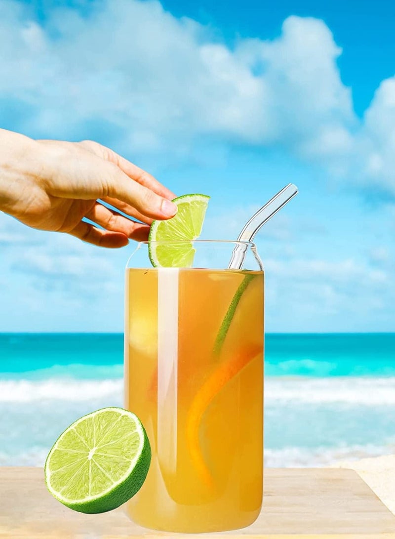 JOMILA Glass Cups and Glass Straws 16 oz Drinking Glasses Can Shaped Glass Cups Beer Glasses Iced Coffee Glasses Ideal for Whiskey Soda Wine Cocktail Cleaning Brushes - Image 4