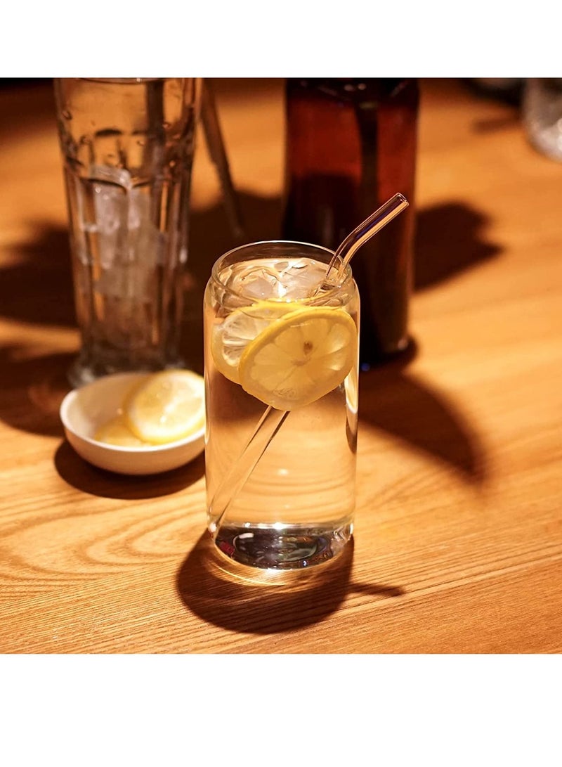 JOMILA Glass Cups and Glass Straws 16 oz Drinking Glasses Can Shaped Glass Cups Beer Glasses Iced Coffee Glasses Ideal for Whiskey Soda Wine Cocktail Cleaning Brushes - Image 3
