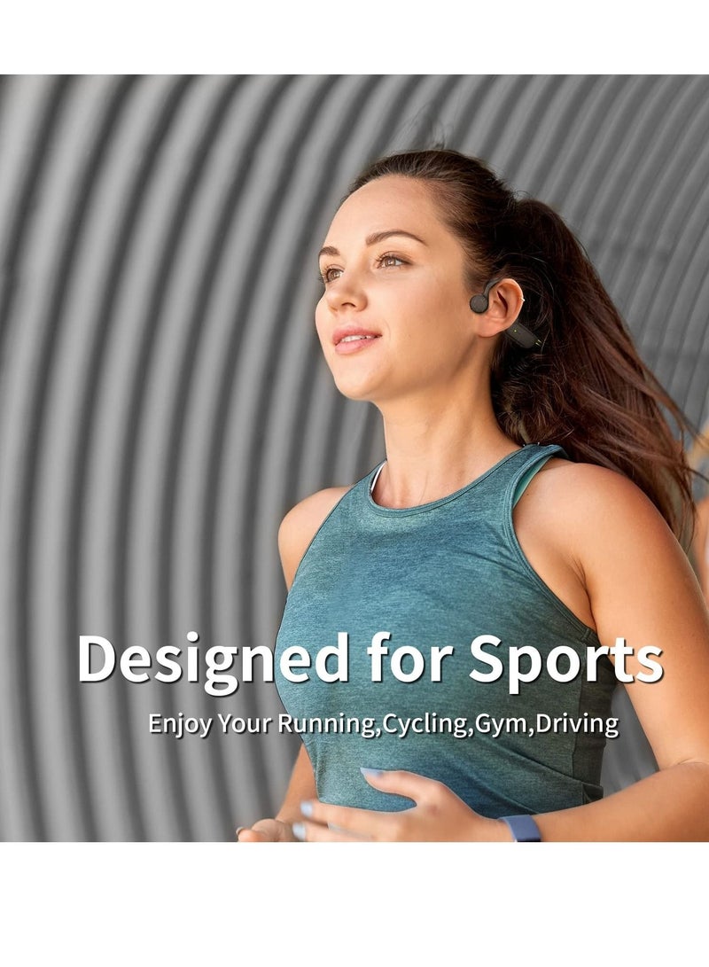 Captaintech Bone Conduction Sports Bluetooth Headphones, Running Sports, Air Conduction Open Ear Headphones with Mic, IPX4 Waterproof 6D Surround Sound for Running Cycling Gym Driving Music Hiking (Green) KSA | R - Image 3