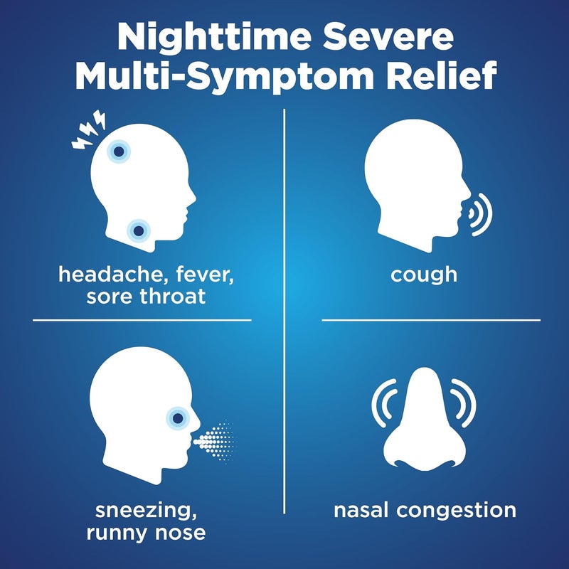 Care Nighttime Honey Flavor Severe Cold and Flu Relief Liquid Medicine 12 fl oz Pack of 1 - Image 2