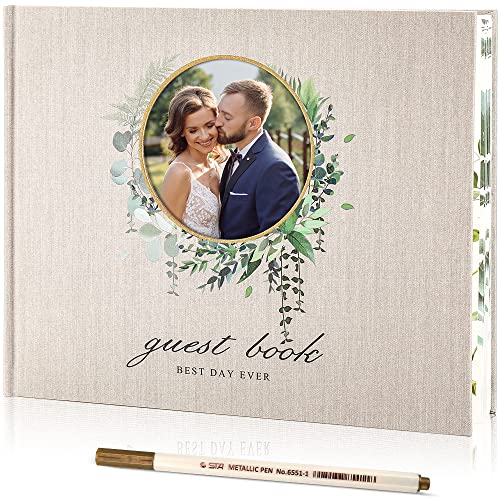 molekaus Wedding Guest Book，Guest Book Weddings Reception，Polaroid Guest Book for Wedding 100 Pages Paper Hardcover 8" x 10" for Wedding Gift with Pen, Photo Corner - Image 3