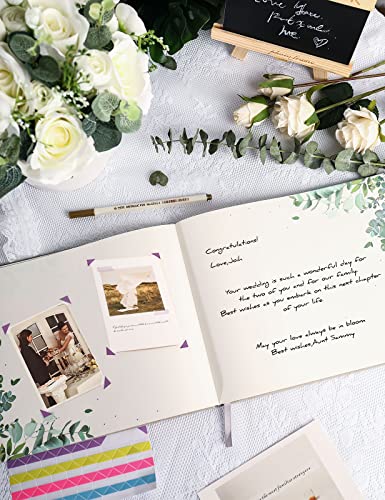 molekaus Wedding Guest Book，Guest Book Weddings Reception，Polaroid Guest Book for Wedding 100 Pages Paper Hardcover 8" x 10" for Wedding Gift with Pen, Photo Corner - Image 5