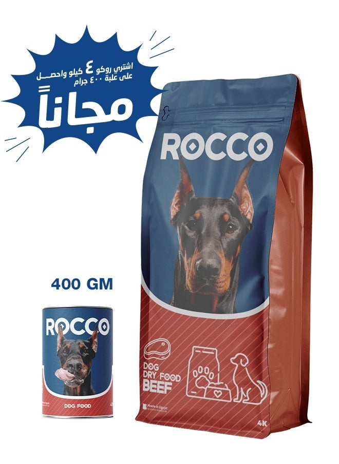 Rocco - DRY FOOD Rocco Dogs Food dry 4KG Free and get can 400gm - Image 1