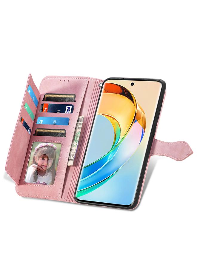 اس-توب جراب هاتف Honor X50 من الجلد بسحاب منقوش عليه زهور - Image 4