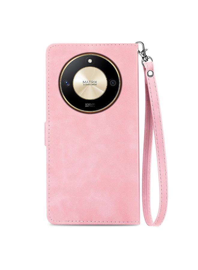 اس-توب جراب هاتف Honor X50 من الجلد بسحاب منقوش عليه زهور - Image 3