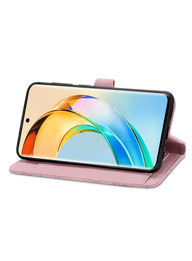 اس-توب جراب هاتف Honor X50 من الجلد بسحاب منقوش عليه زهور - Image 5