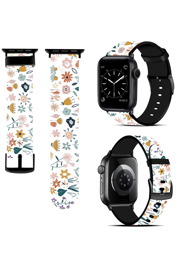 O Ozone Silicone Straps For Apple Watch Series 10 9 8 7 6 5 4 SE 38/40/41/42mm Stylish Pattern Silicone Straps Watch Bands - Flowers  - Image 1