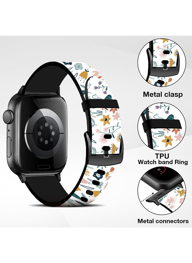 O Ozone Silicone Straps For Apple Watch Series 10 9 8 7 6 5 4 SE 38/40/41/42mm Stylish Pattern Silicone Straps Watch Bands - Flowers  - Image 4