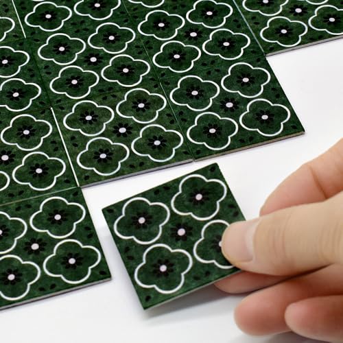 iLAND Dollhouse Flooring on 112 Scale 16 Scale Miniature Dollhouse Accessories 30pcs DoubleSided Dollhouse Floor Tiles French Green Floral Colorful Terrazzo - Image 1