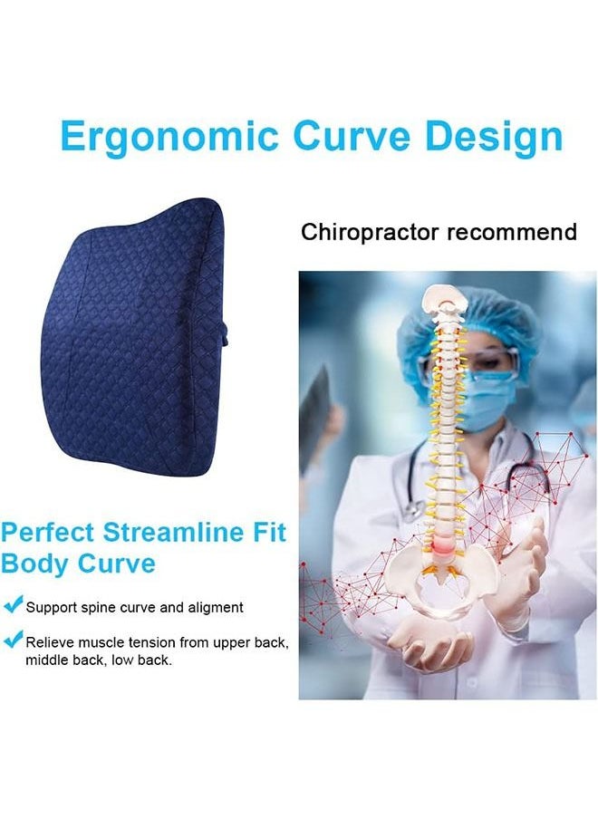 Arabest - Support Back Pillow Memory Foam Back Cushion, Backrest Back Massager with Zipper, Adjustable Strap Breathable Cover, For Office Car Recliner Chair Align the Spine Lower Back Pain Relief - Image 1