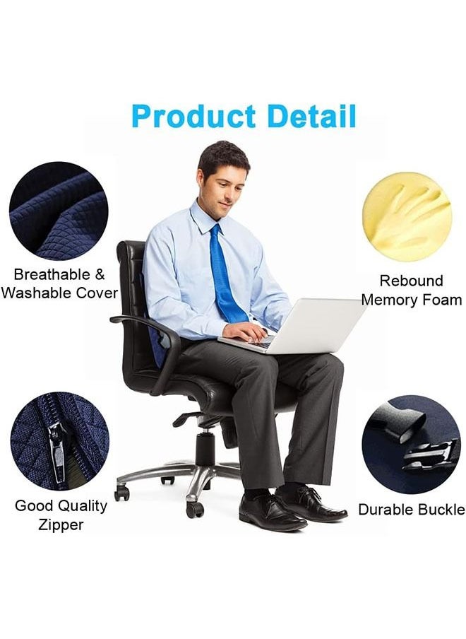 Arabest - Support Back Pillow Memory Foam Back Cushion, Backrest Back Massager with Zipper, Adjustable Strap Breathable Cover, For Office Car Recliner Chair Align the Spine Lower Back Pain Relief - Image 1