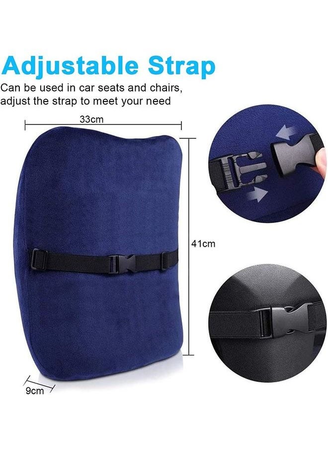 Arabest - Support Back Pillow Memory Foam Back Cushion, Backrest Back Massager with Zipper, Adjustable Strap Breathable Cover, For Office Car Recliner Chair Align the Spine Lower Back Pain Relief - Image 1