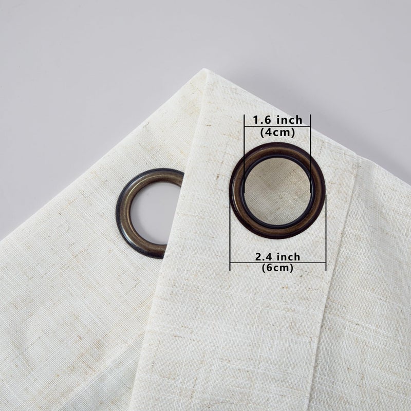 KOUFALL 105 Inch Long Linen Curtains for Living Room 2 Panels Set,Dark Grommet Hole Light Filtering Semi Sheer Curtain Drapes for Dining Room Bedroom,104 in Length,Cream Ivory Off White - Image 5