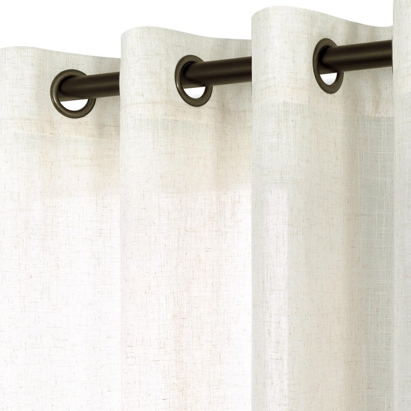 KOUFALL 105 Inch Long Linen Curtains for Living Room 2 Panels Set,Dark Grommet Hole Light Filtering Semi Sheer Curtain Drapes for Dining Room Bedroom,104 in Length,Cream Ivory Off White - Image 1
