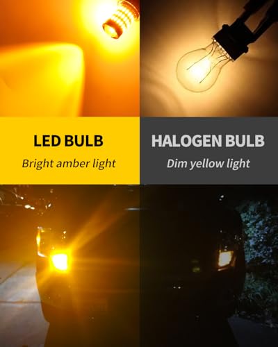 MEALAM Amber Yellow 3157 3156 3057 3056 LED Bulbs with Projector Front Turn Signal Blinker Lights Compatible with 2013 2014 2015 Honda Accord Coupe, Pack of 2 - Image 3