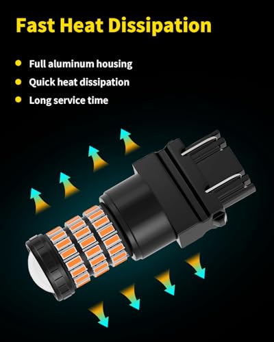 MEALAM Amber Yellow 3157 3156 3057 3056 LED Bulbs with Projector Front Turn Signal Blinker Lights Compatible with 2013 2014 2015 Honda Accord Coupe, Pack of 2 - Image 5
