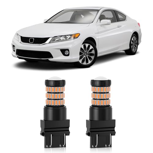 MEALAM Amber Yellow 3157 3156 3057 3056 LED Bulbs with Projector Front Turn Signal Blinker Lights Compatible with 2013 2014 2015 Honda Accord Coupe, Pack of 2 - Image 1
