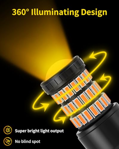 MEALAM Amber Yellow 3157 3156 3057 3056 LED Bulbs with Projector Front Turn Signal Blinker Lights Compatible with 2013 2014 2015 Honda Accord Coupe, Pack of 2 - Image 2