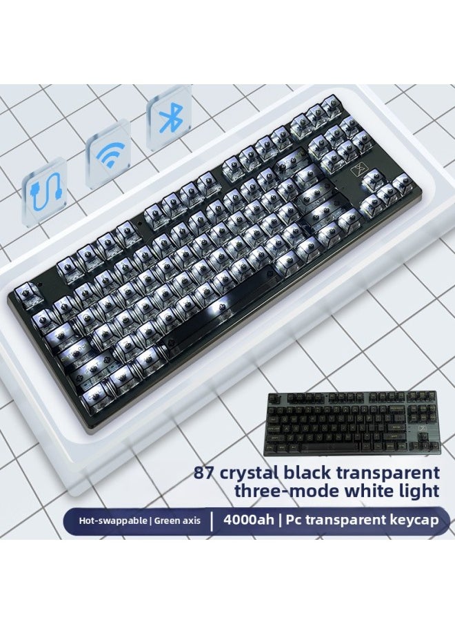 Generic - Crystal Axis X87RGB Wireless Mechanical Keyboard Ice Spirit Three-mode Bluetooth Customized Hot Plug Code Word Transparent-Colour:Salt White Axis-45g Paragraph Axis-crystal Black Transparent Three-mode Wireless White Light Full Key Hot-swappable-official Standard - Image 1