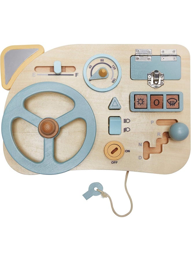 Montessori Toy Steering Wheel Car Driving Busy Board for Toddlers Wooden Sensory Activity Board for Kids 1 2 3 4 Year Old Fine Motor Skills Toddler Driver Toys with Keys Latches ons - Image 3