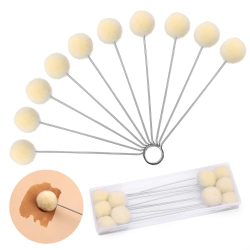 BUTUZE Wool Daubers Wool Daubers Ball Brush Leather Dye Tool with Metal Handle Wool Daubers for Leather Dyes for DIY Crafts Projects 10 Pcs - Image 1