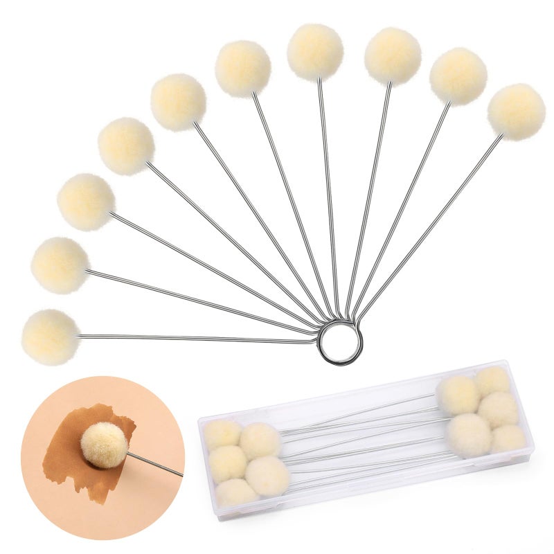 BUTUZE Wool Daubers Wool Daubers Ball Brush Leather Dye Tool with Metal Handle Wool Daubers for Leather Dyes for DIY Crafts Projects 10 Pcs - Image 3