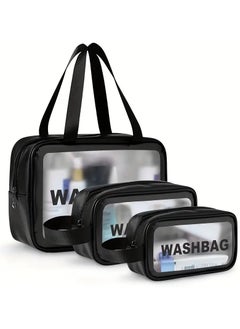 Generic Set of 3 pieces different sizes large medium and small womens cosmetic organizer waterproof cosmetic bag with zipper  - Image 1