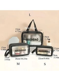 Generic Set of 3 pieces different sizes large medium and small womens cosmetic organizer waterproof cosmetic bag with zipper  - Image 3