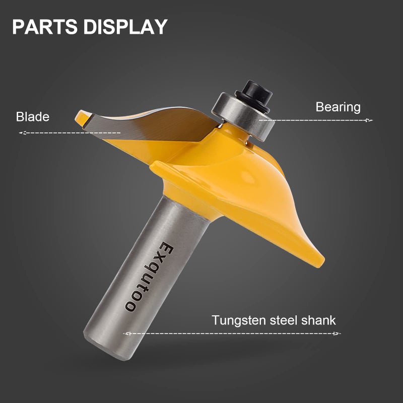 Exqutoo 3Pcs 1/2"" Shank Router Bit Set  Raised Panel Cabinet Door Making Router Bits  Cemented Carbide Router Bits  Woodworking Tools Router Door & Window Bits (Tenon Joint Cutter Diameter: 1-5/8"") - Image 5
