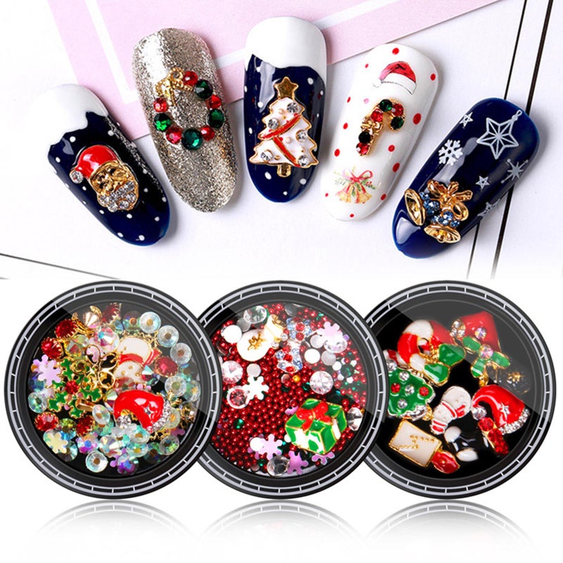 Christmas Nail Rhinestone New Year's Nails Design DIY Gems Mix Tree Snowman Nail Art Decorations Alloy Metal DIY 3D Nail Rhinestones Tools - Image 4