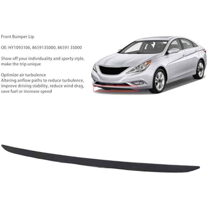 Oreilet Front Bumper Lip Spoiler, HY1093106, 865913S000, Air Chin Body Kit Accessories, Front Bumper Lower Lip Splitter Replacement for Sonata 2011 to 2013 - Image 2