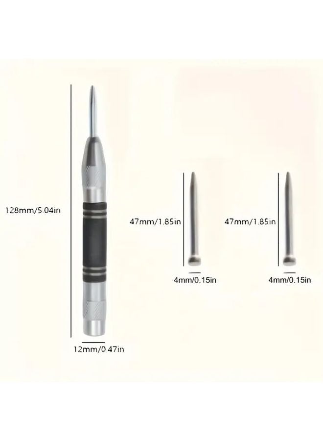 Heavy Duty Automatic Center Punch Three Point Punch with Non Slip Grip and 3 Drill Bits - Image 5