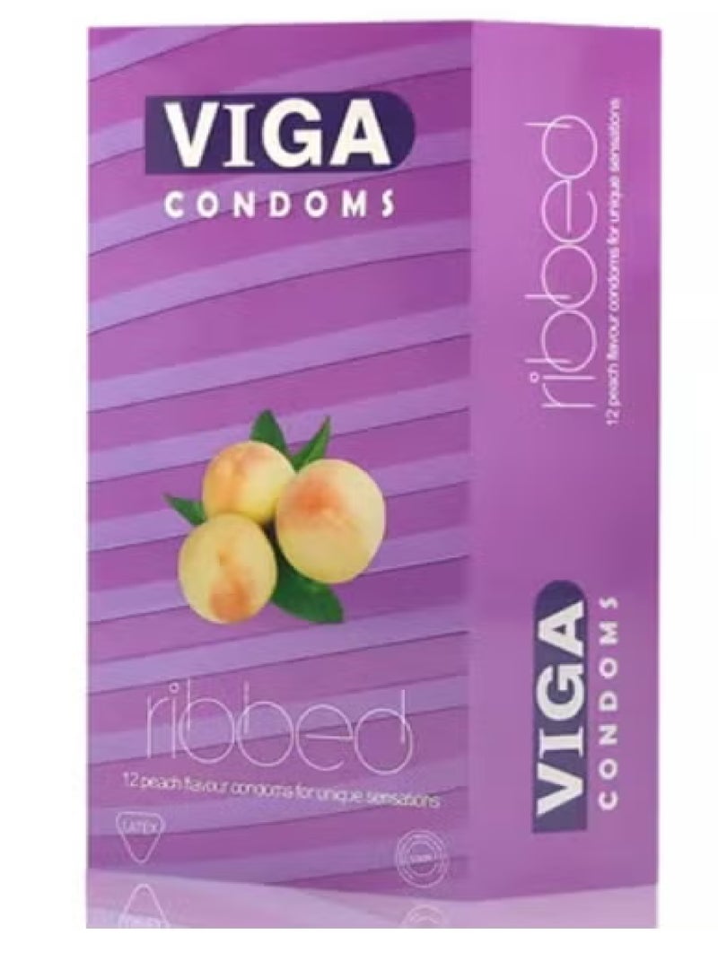 Viga Condoms 12 Peach Flavour Condoms For Unique Sensations