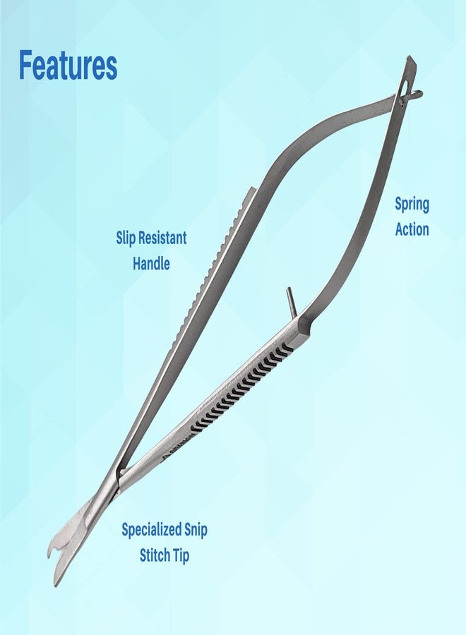 ARTMAN INSTRUMENTS Spring Action Micro Snip Stitch Removing Castroviejo Scissors 5.5 Inches for Fine Stitch Removal, Embroidery, and Micro Surgical Sutures - Image 3