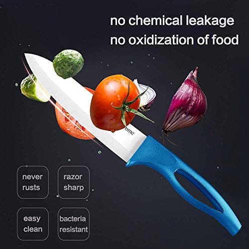 Cerahome Ceramic Knife 5Inch Fruit Knife Set 4-Piece with Knife Sheaths for Cheese, tomatoes, potatoes, vegetables, fruits (blue) - Image 2