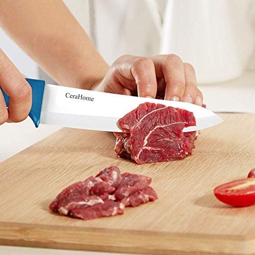 Cerahome Ceramic Knife 5Inch Fruit Knife Set 4-Piece with Knife Sheaths for Cheese, tomatoes, potatoes, vegetables, fruits (blue) - Image 4
