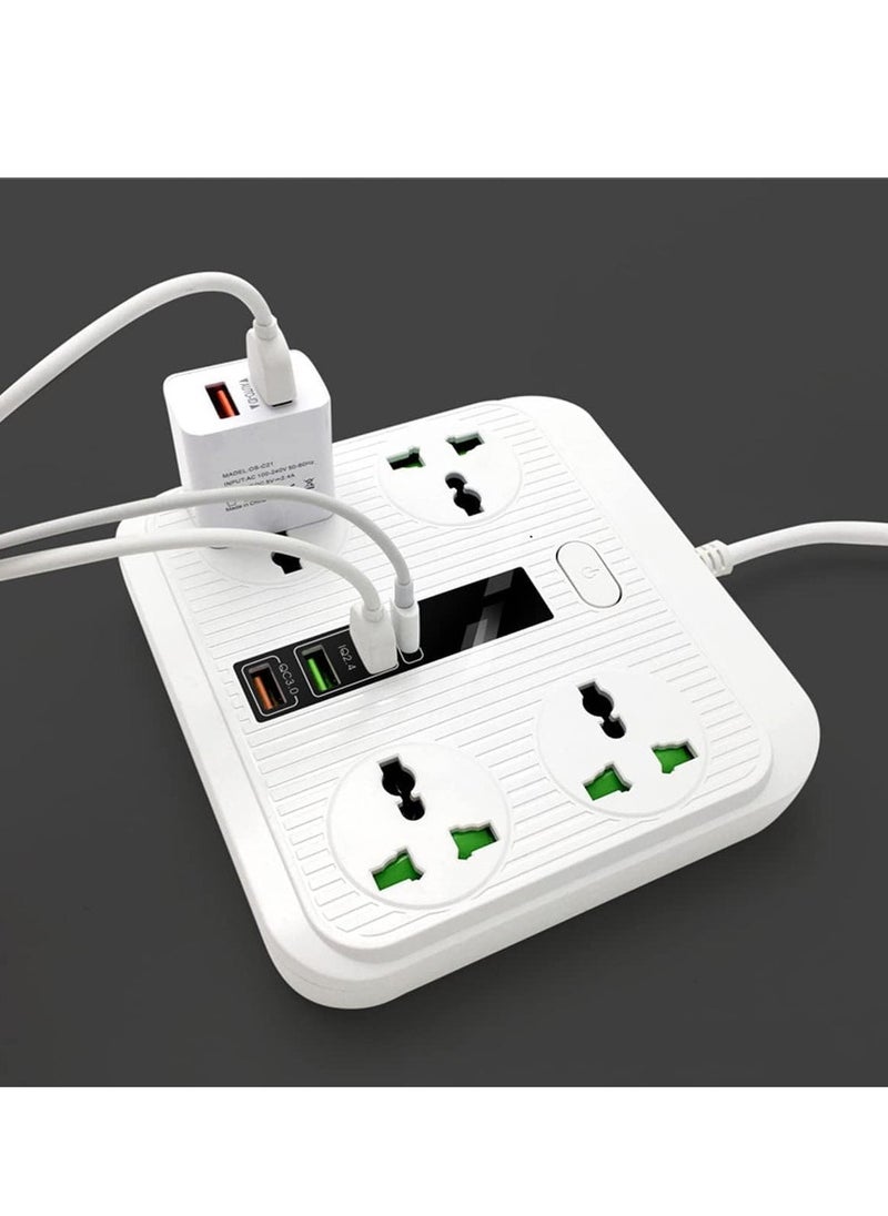 ELTRAZONE Power Strip Surge Protector with 4 AC Outlets & 3 USB Ports (1 PD), Flat Plug Extension Cord, 6ft Power Cord, Compact Desktop Socket for Travel, Home, and Office – Fast Charging & Overload Protection  - Image 4