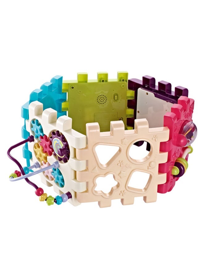 Play & Learn Activity Cube – 6-in-1 Educational Toy for Babies 10M+ | Musical Piano, Mirror, Shape Sorter, Gears, Clock & Beads | Interactive Sensory Cube for Toddlers