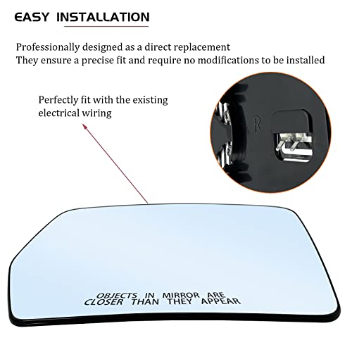 SKARUMMER New Passenger Right Side Heated Mirror Replacement for 2004-2014 Ford F150 Mirrors - Side View Heated Convex Mirror Glass with Rear Holder 4L3Z-17K707-DA - Image 5