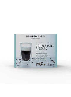 BRIGHTLY LABS Exquisite Double Wall Glasses, Set of 2, 450 ml Capacity - Ideal for Both Hot and Cold Beverages, Perfect for Enjoying at Home or in the Office.  - Image 1
