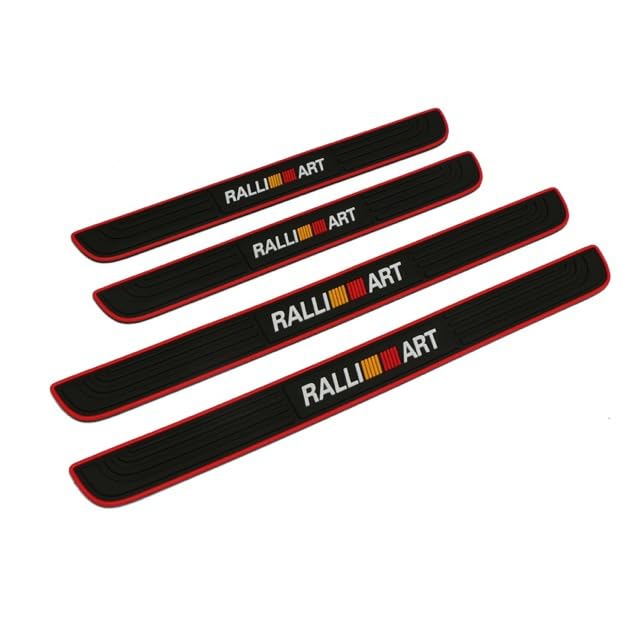 MIZZEO Door Sill Plate Protectors/Guards Sill Scuff Cover Panel Step Protector Ralli Art Pattern (Black & Red, Pack of 4) Compatible with Chevrolet Spark (Type-I) 2007-2013 - Image 1