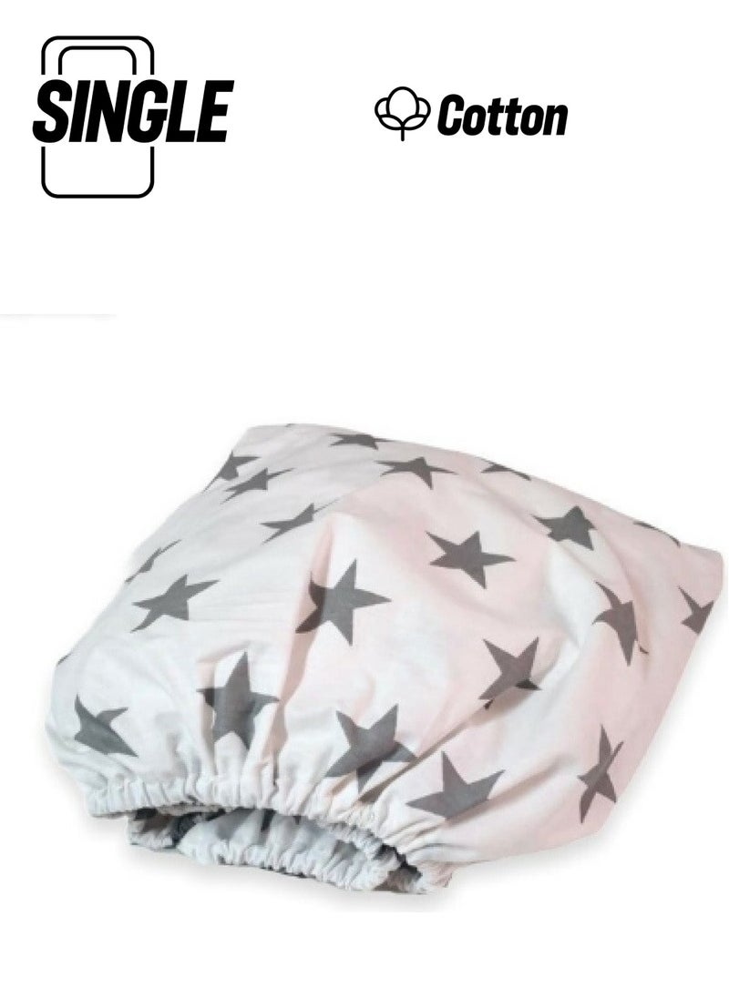 Bebek Özel Baby Special Cotton Baby and Kids Fitted Sheet with Big Gray Stars 40 x 80 cm 