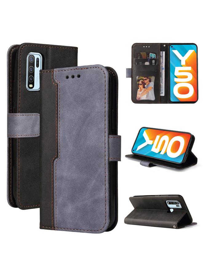 erorex Case For vivo Y50 / Y30 Global Business Stitching-Color Horizontal Flip PU Leather Case with Holder & Card Slots & Photo Frame - Image 1