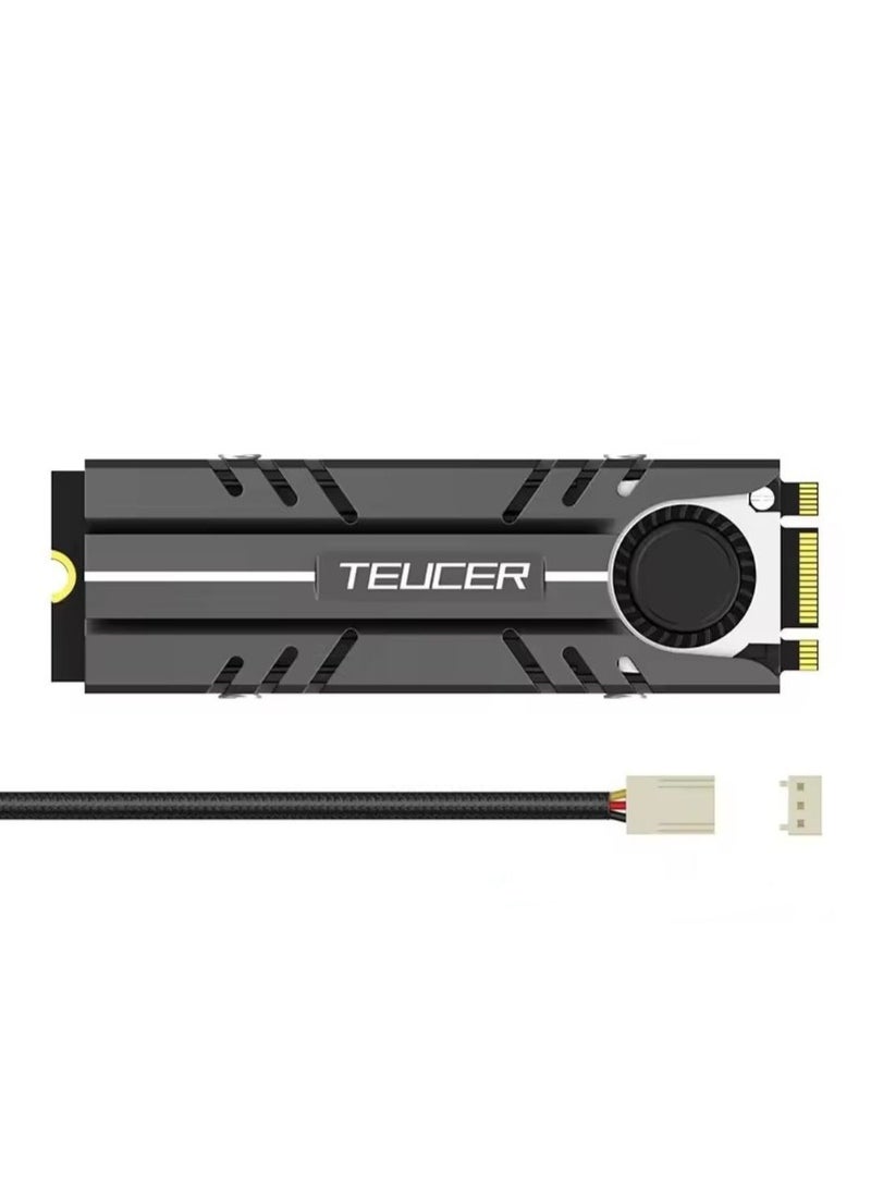 TEUCER M.2 NVME SSD Cooler with Cooling Fan and Cooling Pad, M.2 2280 Heatsink - Image 1