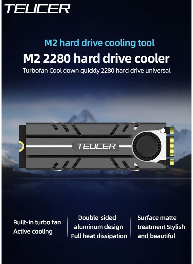 TEUCER M.2 NVME SSD Cooler with Cooling Fan and Cooling Pad, M.2 2280 Heatsink - Image 5