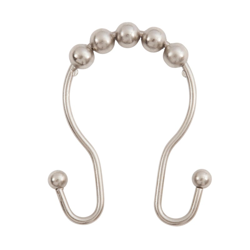 Kenney KN67120 RustResistant Gliding Metal Beaded Shower Curtain Rings with Double Hanging Hooks for Shower Curtain and Standard Shower Curtain Rod Bathroom Use Easy to Install 12Pack Nickel - Image 1