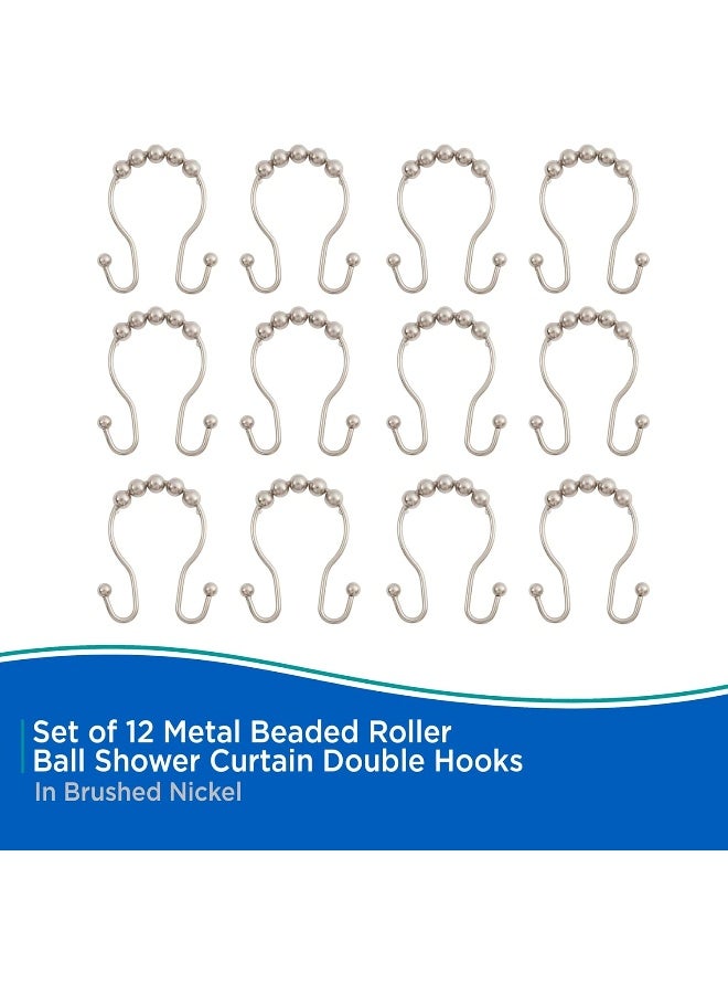Kenney KN67120 RustResistant Gliding Metal Beaded Shower Curtain Rings with Double Hanging Hooks for Shower Curtain and Standard Shower Curtain Rod Bathroom Use Easy to Install 12Pack Nickel - Image 4