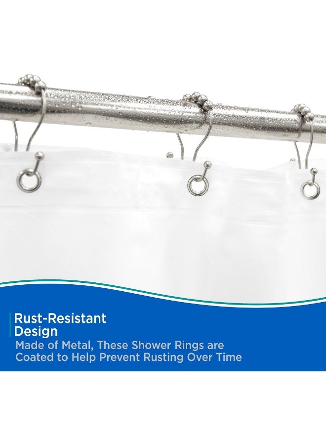 Kenney KN67120 RustResistant Gliding Metal Beaded Shower Curtain Rings with Double Hanging Hooks for Shower Curtain and Standard Shower Curtain Rod Bathroom Use Easy to Install 12Pack Nickel - Image 3