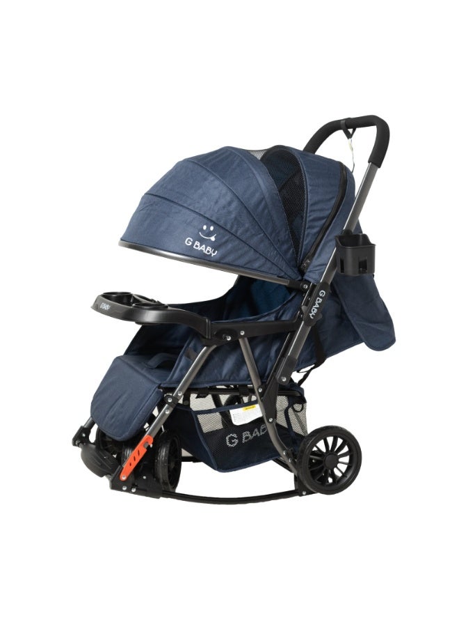 GBaby G Baby Lightweight Compact Travel Stroller with Reversible Handle and Foldable Design - Dark Blue - Image 4
