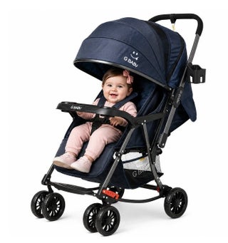 G Baby Lightweight Compact Travel Stroller with Reversible Handle and Foldable Design - Dark Blue
